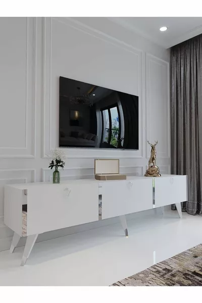 Unité TV Festival -1 Blanc Brillant Connexion Minifix