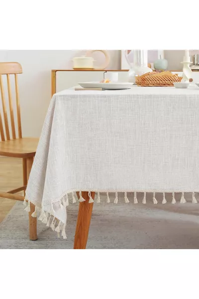 منشفة مائدة من الكتان المغسول الخام مع شرابات من بولدان (انتبه لاختيار المقاس)