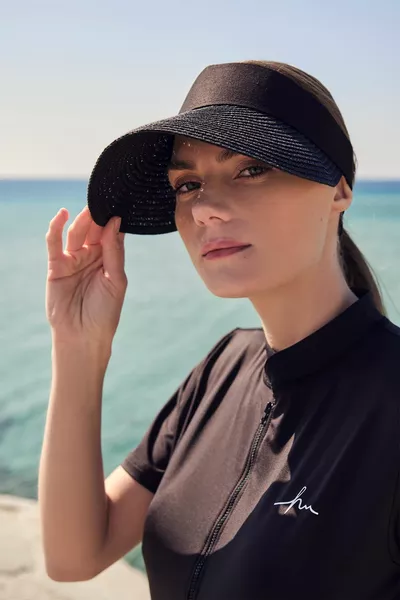 Foldable Black Visor Beach Hat