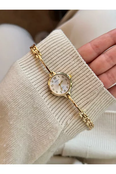 Vanessa Model Gold-White Metal Strap Women's Watch