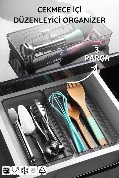 3-Piece Drawer Organizer for Spoons and Knives