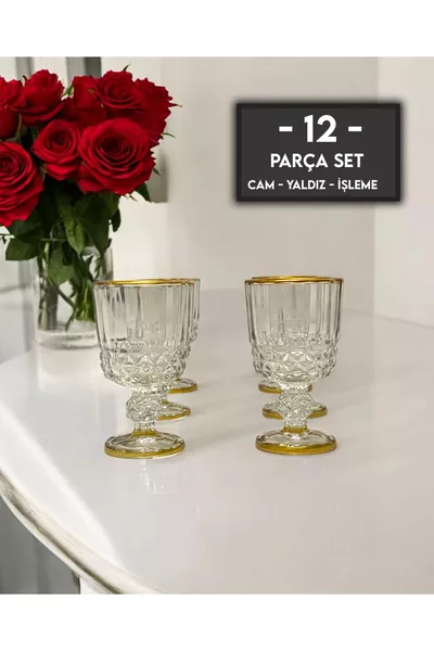 New Year Orchid Noble Glass Gilded Coffee Side Water Glass Presentation Set -Piece Set