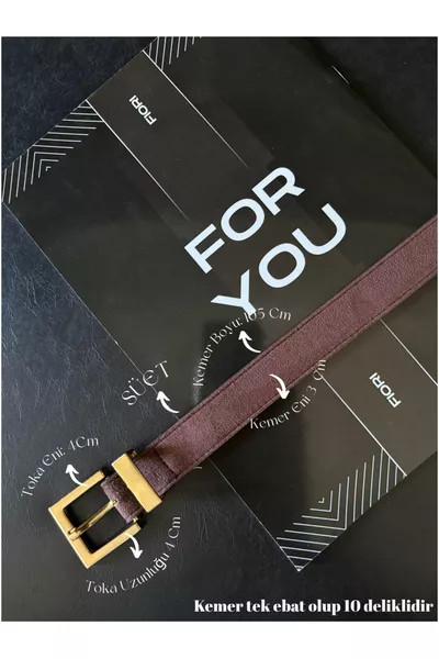 حزام نسائي من الجلد المدبوغ بمشبك مربع وجسر، حزام للبنطال، حزام للسترة، حزام للفستان