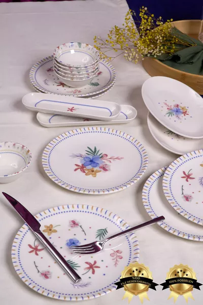 Service de petit-déjeuner en porcelaine Dalya  pièces pour 6 personnes