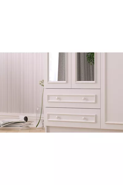 Armadio con specchio Lina Country 3 ante e 2 cassetti