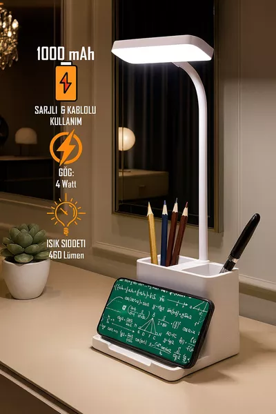 Перезаряжаемая настольная лампа с сенсорным управлением, регулируемым теплым светом, держателем для телефона, диммером, рабочий и читающий свет 