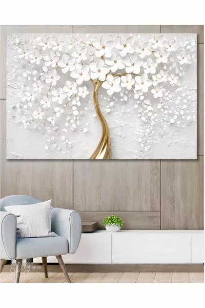 Златна Перла Дърво Декоративна Канвас Стенна Картина