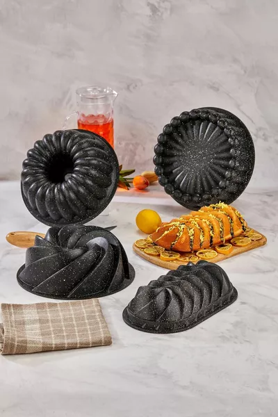 Granit Gietijzeren Cakevorm Set van 4 Verschillende Modellen, Bruidsschat Set, Taart- en Tartevorm Set