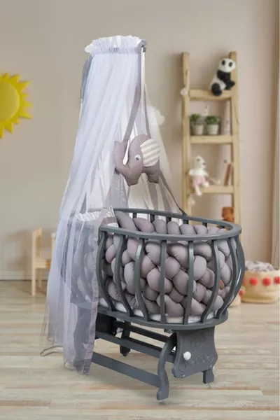 Lina Sepet Culla Culla in Legno Culla Intrecciata con Set da Letto Naturale in Legno