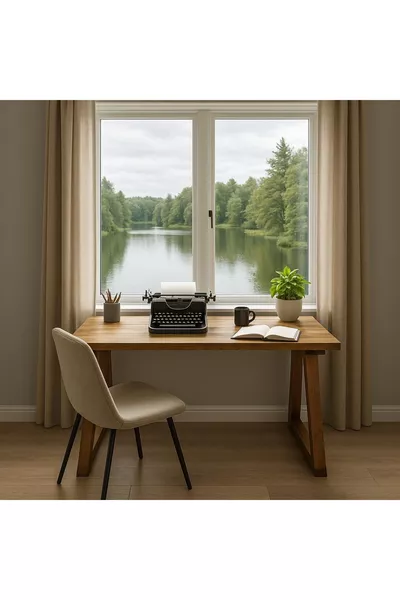 Massiver Holzschreibtisch Büro Schreibtisch Antike Walnussfarbe