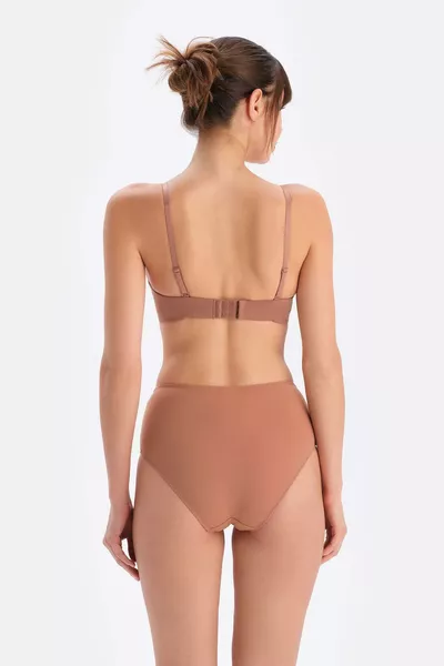 Brown Plumeria Strapless Half-Padded Bra