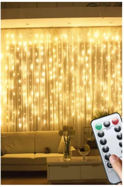 Штора с пультом управления 8 различных режимов 3м x 3м ( см x  см) светодиодная, USB, 