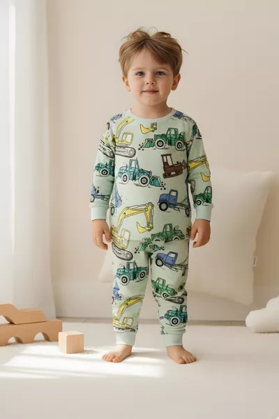 Excavator Print % Cotton Boys' Pajama Set