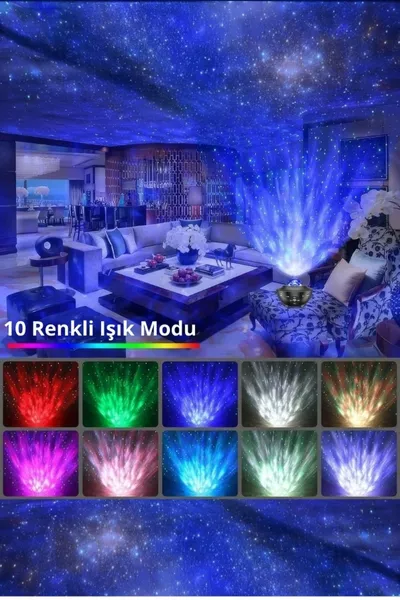 Звездный Bluetooth динамик-проектор ночник - Галактический лазерный свет и светодиодный диско-шар для вечеринок