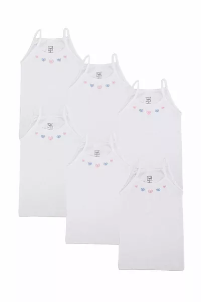 Girls' White String Strap Tank Top