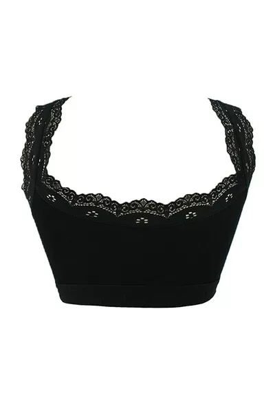 Women's Cotton Bamboo Lace Padded Supportive Comfortable Half Tank Top Large Size Thick Strapped Bra