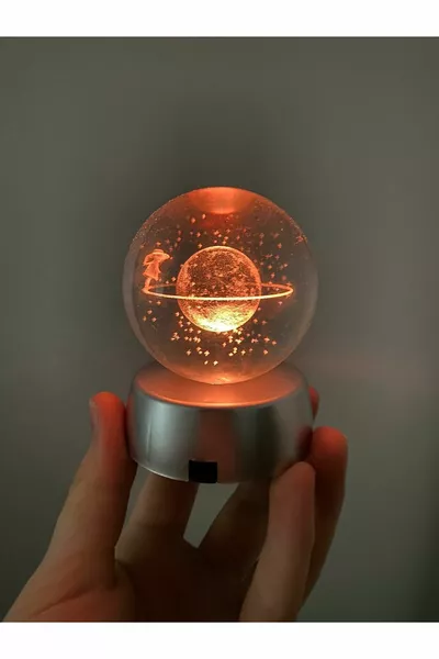 Кристална сфера Сатурн, сменяща цвета си, за момичета, светеща, с батерии, 3D подарък за Нова година