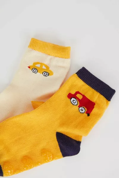 Baby Boys Non-Slip Sole 2-Pack Cotton Long Socks ns
