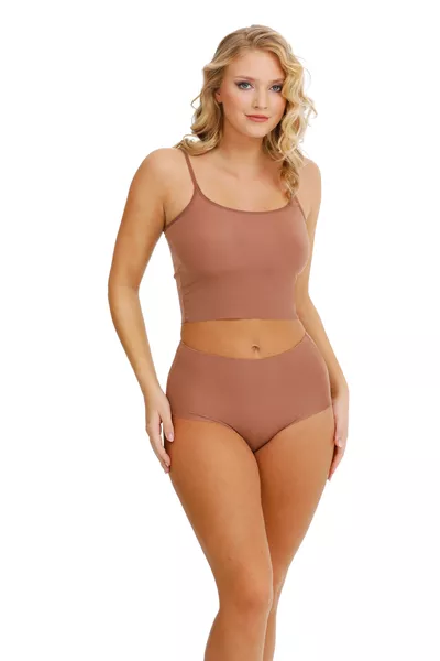 Women's High-Waist Laser Cut 3-Piece Panty Set  BROWN