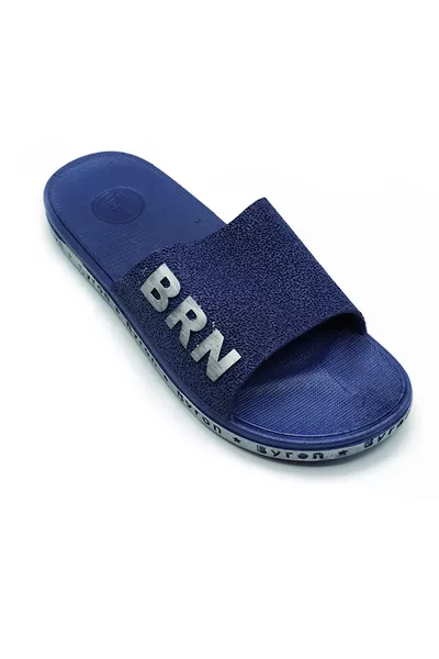 شبشب رجالي مضاد للانزلاق للشرفة والشاطئ والمسبح - شبشب يومي باللون الأزرق الداكن