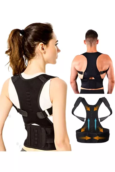 Orthopädisches Medizinisches Aufrechtes Rücken- und Lendenstützgürtel für Frauen und Männer, Vorbeugung von Rundrücken, Sportgürtel