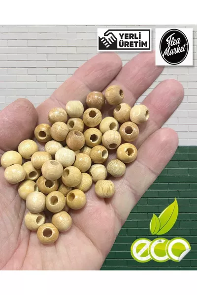 Върнирани дървени мъниста  мм  г (Прибл. ±  броя) Дървесен цвят