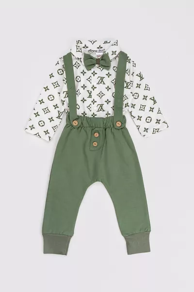 Мальчиковый комплект с комбинезоном и деревянной бабочкой