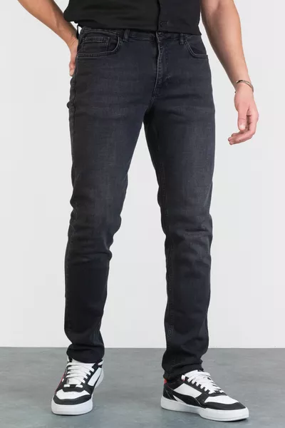 بنطال جينز رجالي أبيل أنثراسايت ضيق مرن مع لمسة حجرية