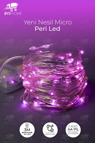 Guirlande lumineuse LED Fée 3 mètres à piles, couleur rose, éclairage décoratif