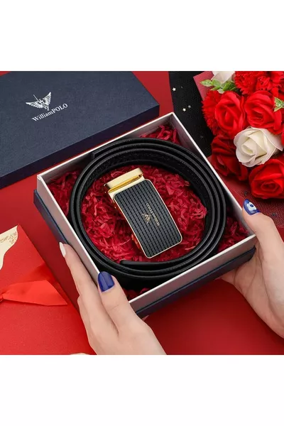 حزام جلد طبيعي إيطالي بإبزيم ويليام بولو للرجال