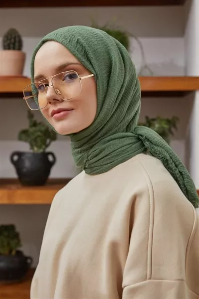 Bürümcük Mint Green Scarf (Lightweight Structure That Doesn't Require Ironing, Special Breathable Texture, Large Size, Thin and Delicate)