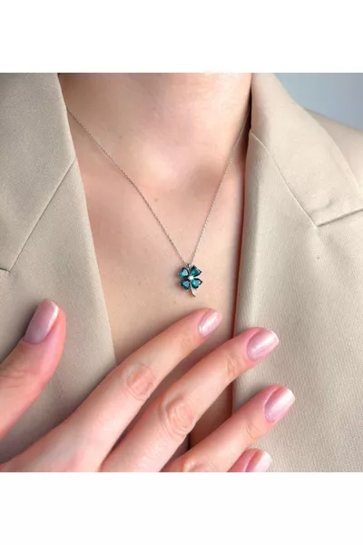 Rose Four-Leaf Wish Necklace in Silver-Toned Light Box