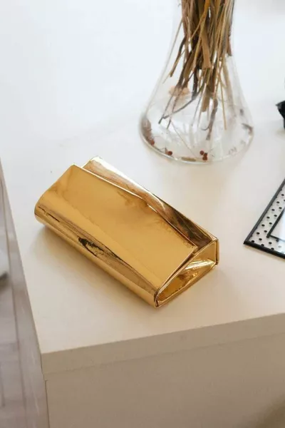 Borsa a Spalla Mini Donna in Pelle Lucida Oro