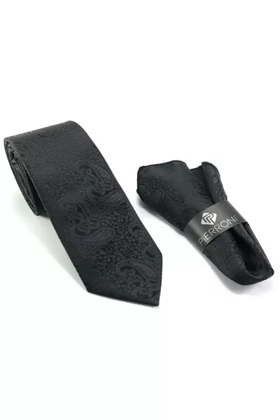 Black Scarf Pattern Pocket Square Tie