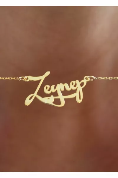 Sterling Silver Plated Sterling Gold Plated Gold Color Necklace with the Name Zeynep