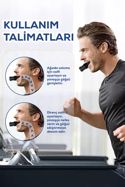 جهاز تمارين التنفس الأسود - جهاز مقاومة التنفس - لتقوية اللياقة وتطوير الرئتين
