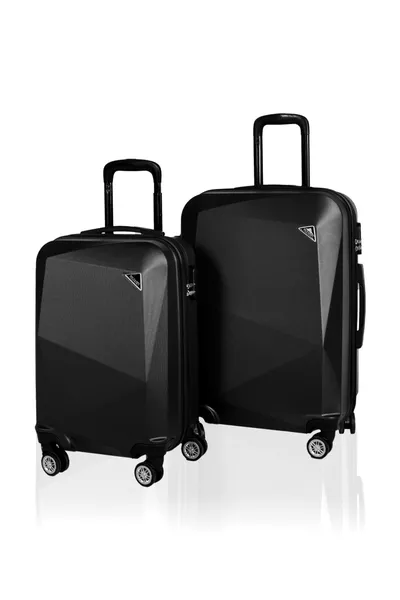 Elmas Model Siyah Renk 2'li Valiz Seti (kabin+orta)