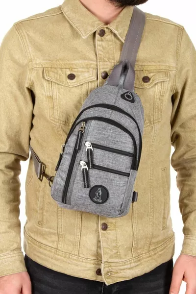 Linen Headphone Jack Crossbody Bag Water-Resistant Chest Bodybag Backpack