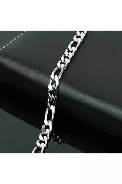 Bracciale in Acciaio Argento a Catena Figaro