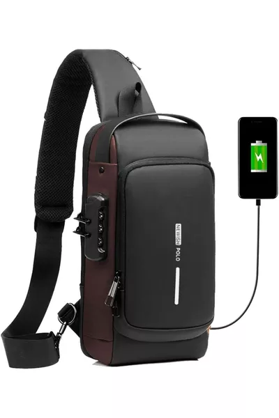 Men's Brown Vegan Leather Crossbody Shoulder and Waist Bag