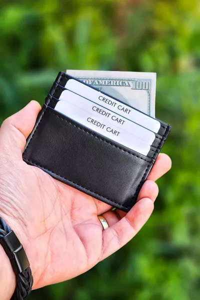 Unisex Mini and Slim Leather Slip-In Cardholder Wallet Black