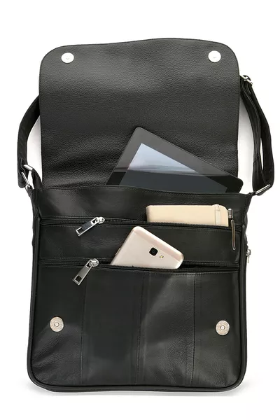 Crossman Hakiki Deri Körüklü Çapraz Postacı Çanta