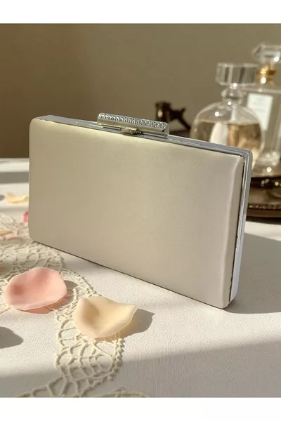 Ten Nude Satin Women's Evening Bag Party Bag Engagement Wedding Bag