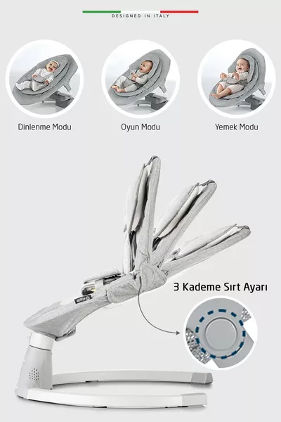 سرير أطفال كهربائي أوتوماتيكي متأرجح بدرجات رمادي