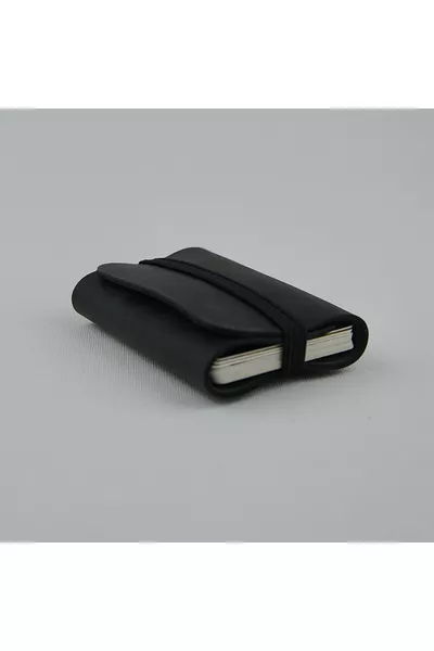 Handgemaakt Echt & Authentiek Leren Zwarte Elastische Kaarthouder/Persoonlijke Geschenken/Cadeauartikelen