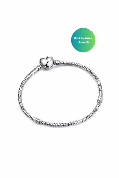 Braccialetto con charm a clip a forma di cuore inciso