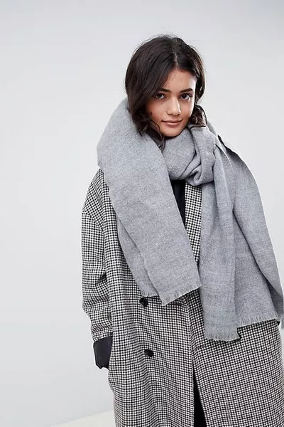 Écharpe épaisse grise unisexe