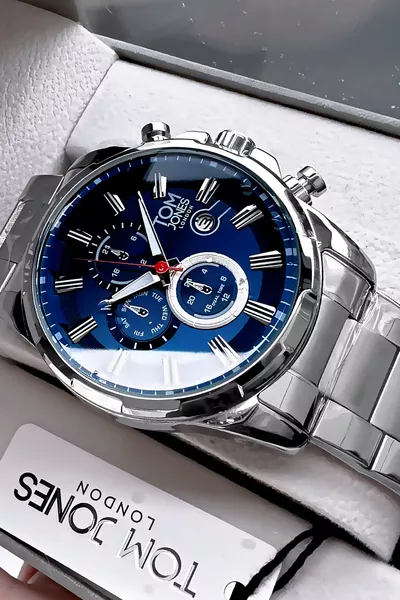 Montre pour homme, étanche 3 ATM, bracelet en acier de couleur argent