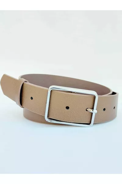 Damen Basic Gürtel mit silberner Schließe in Vizon