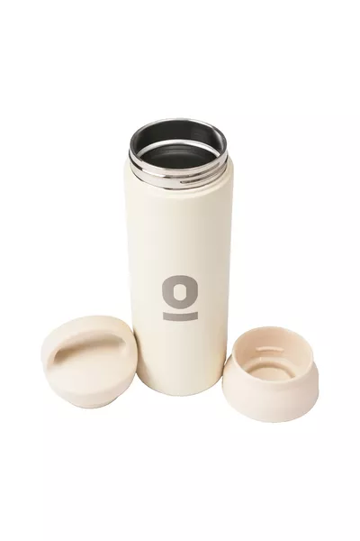 ترمس أبيض بمقبض من الفولاذ المقاوم للصدأ سعة مل رقم: